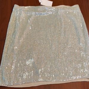 Iridescent bead and sequin mini skirt